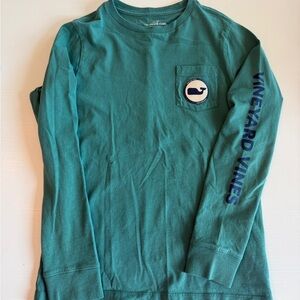 Boys Vineyard Vines Teal Long-Sleeve Pocket Tee Small